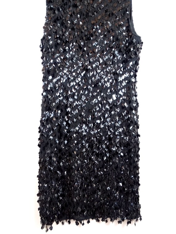 S/M Paillette Sequin Fringe Beaded Dress // Fully Beaded Black Sequined  Dress // Little Black Party Dress - Etsy