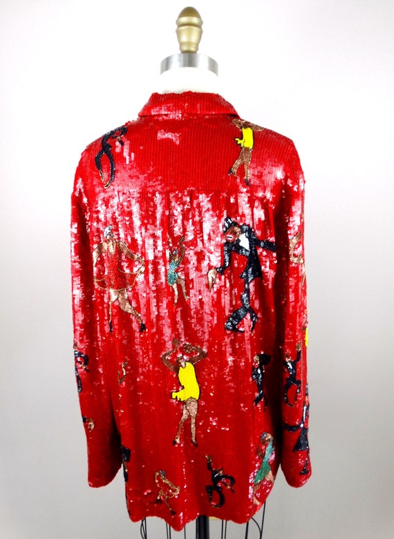 Dancing Scene Sequin Blazer / RARE Pop Art Deco G… - image 8