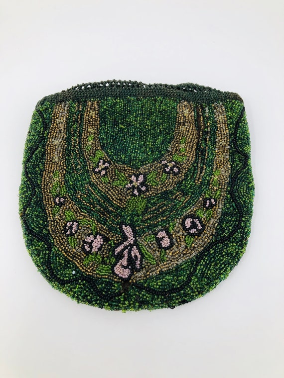 1924 Beaded Art Deco Bag // Irish Green Beaded Bag