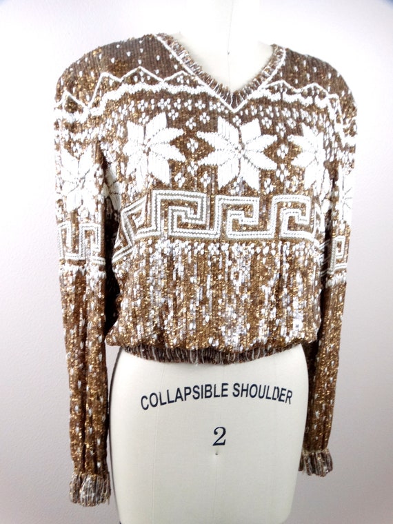 Vintage Valentino Silk Sequin Pullover Top // Des… - image 2