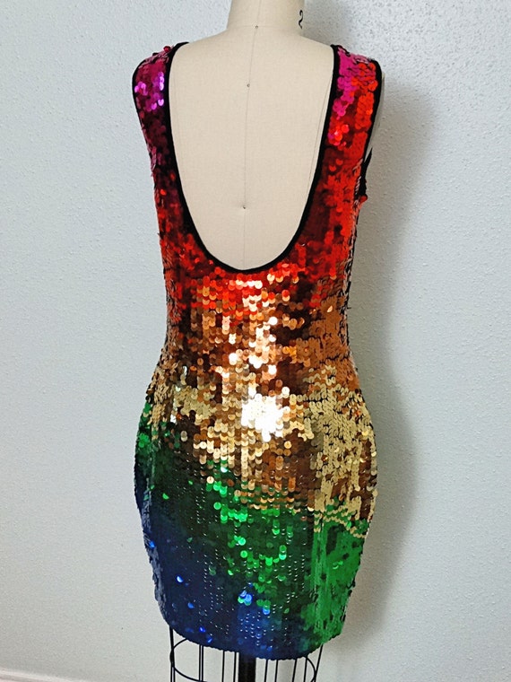 Ombre RAINBOW Sequin Dress Bright Sequined Dress Colorful Ombre Sequin Party Dress Etsy UK