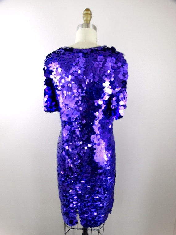 S/M Purple Paillette Sequined Trophy Dress // GLA… - image 4