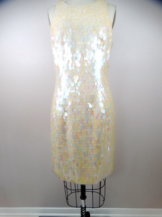 Iridescent Sequined Dress // Ivory Paillette Sequ… - image 2