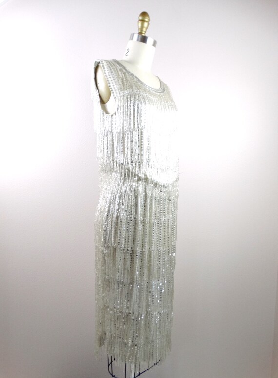 Glam All Fringe Beaded Dress // Vintage Mirror Si… - image 6