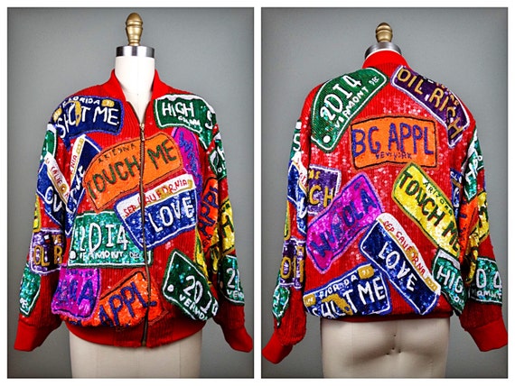 RARE 80s Sequined Bomber Jacket // Retro Wearable 