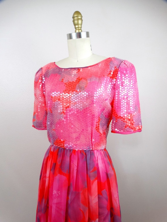 pink sequin flowy dress Lynne Pink Sequin Midi Dress Frock and Frill