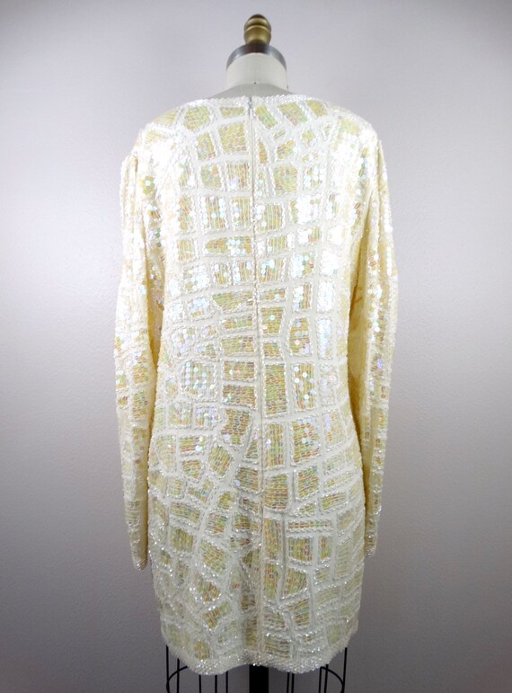 Iridescent Sequin Embellished Mini Dress / Vintag… - image 3