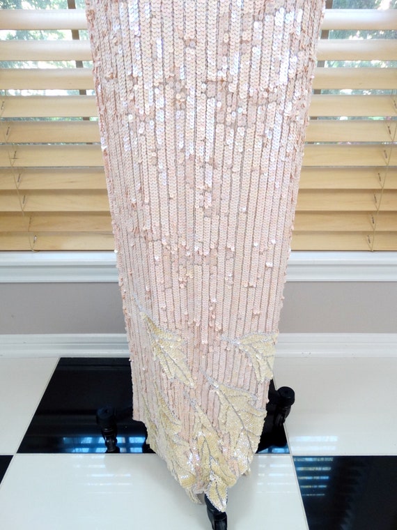 VTG Pink & Ivory Sequin Gown // Iridescent Vintag… - image 8
