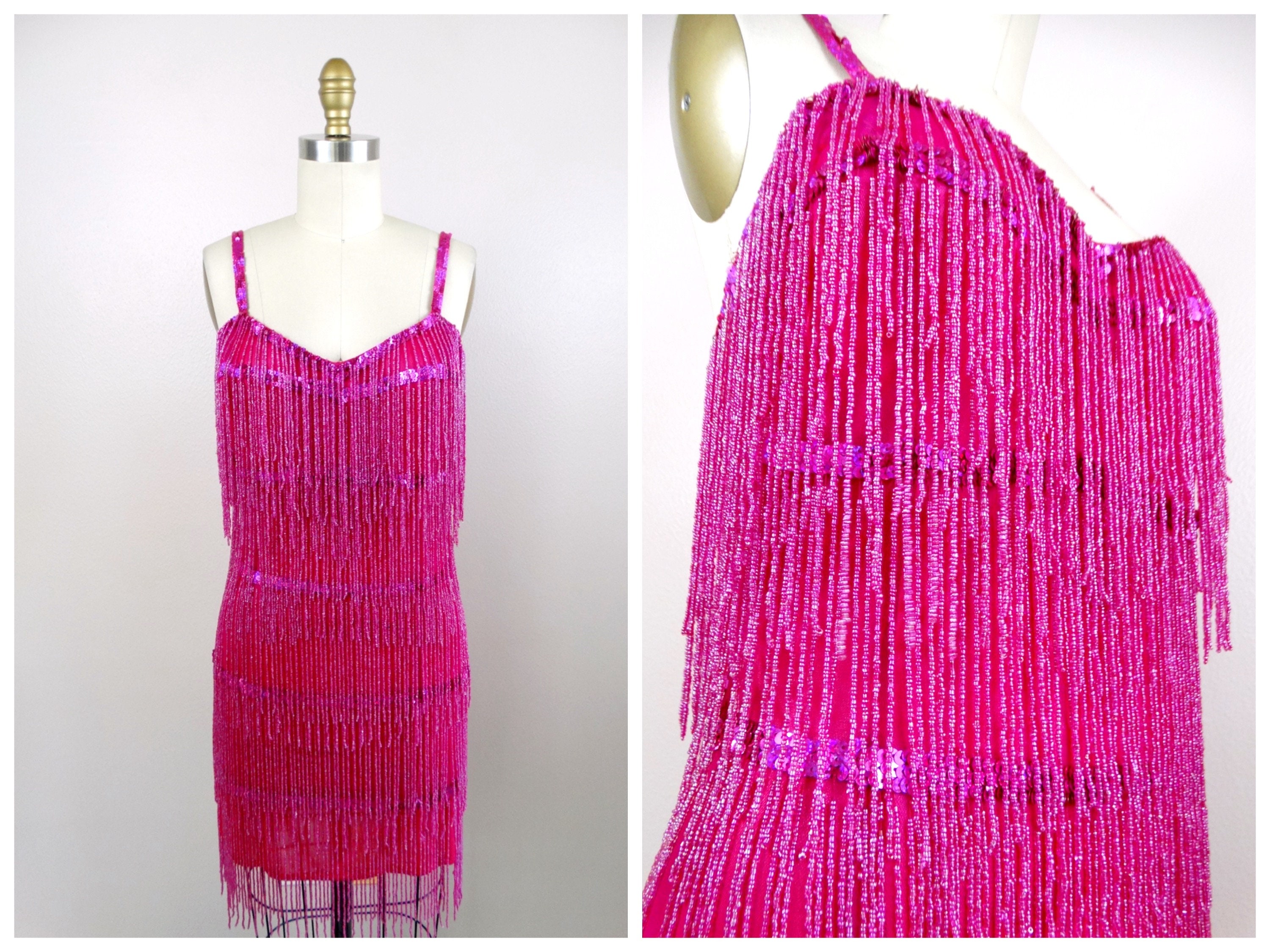 hot pink fringe dress