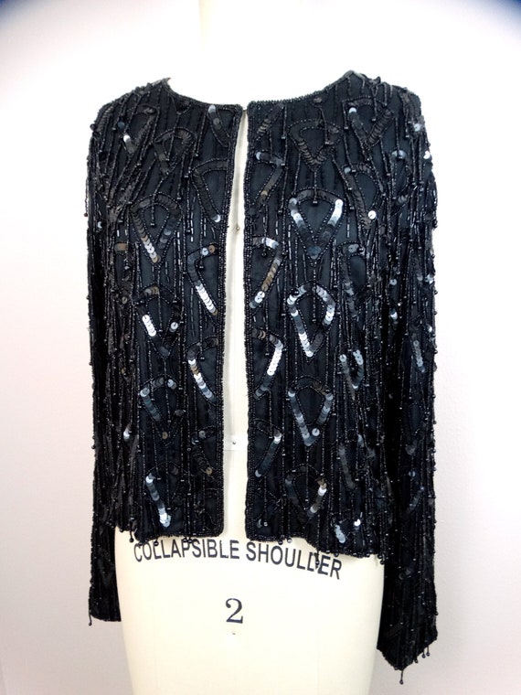 All Tassel Beaded Fringe Bolero Shrug / Dressy Co… - image 2