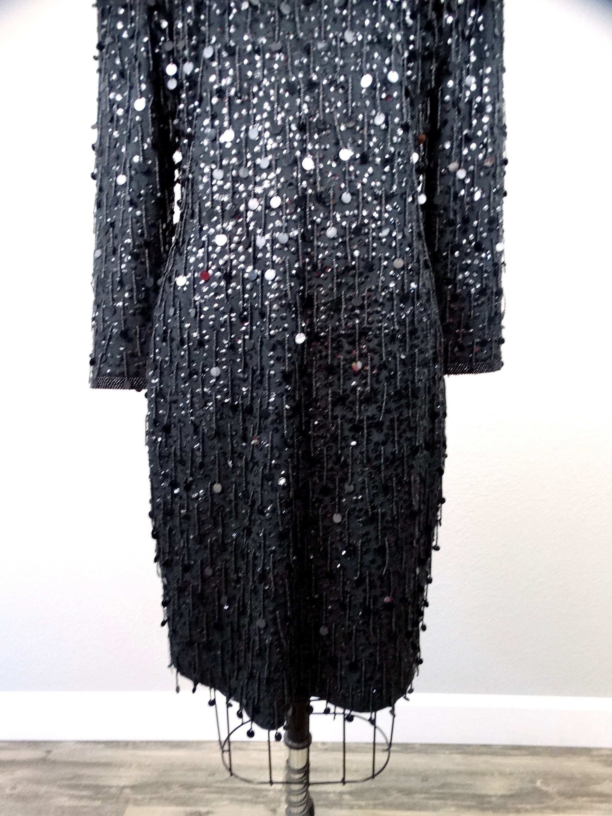 green emerald velvet dress Cowl Sequin Draped Mini Dress Red / Medium