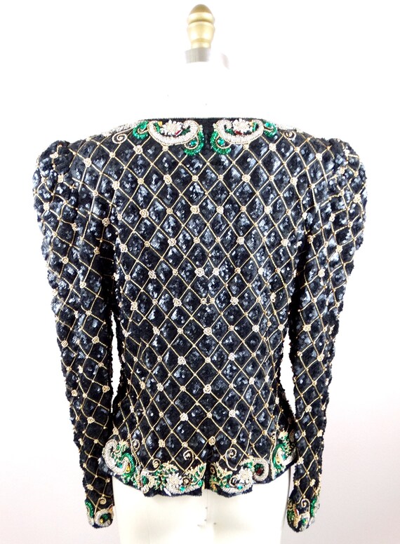 Ornate Crystal Beaded Button Down Top / Vintage C… - image 3