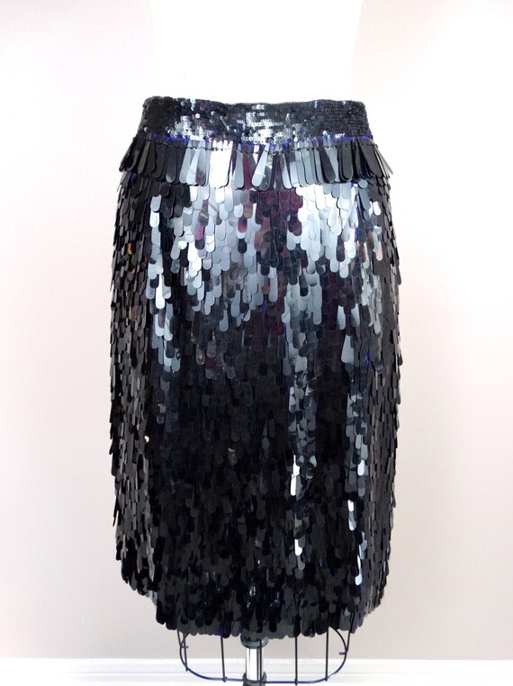 French Haute Couture Paillette Sequined Skirt // … - image 2