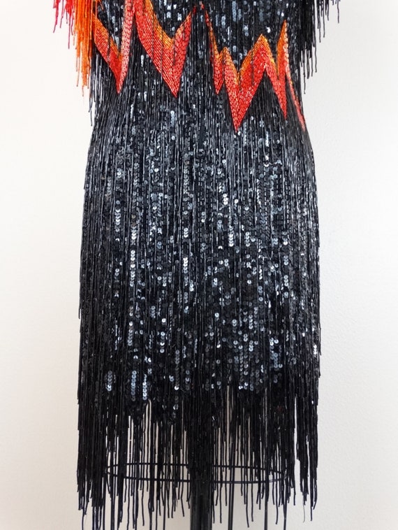 90s Couture All Fringe Beaded Sequined Dress // H… - image 8