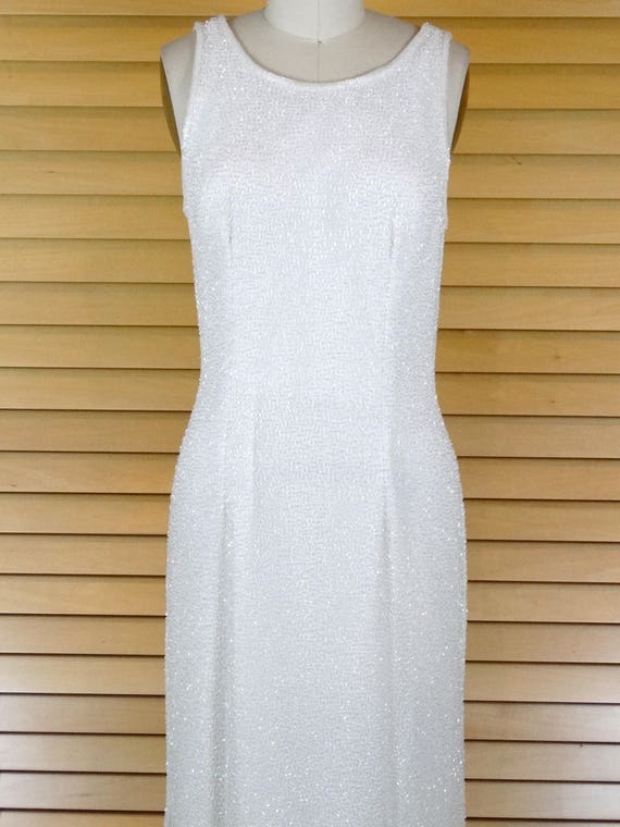 Couture Beaded Wedding Gown / Vintage White Silk … - image 2