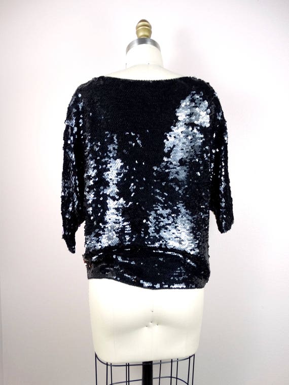 Wild Abstract Leopard Sequin Top / Funky Animal T… - image 5