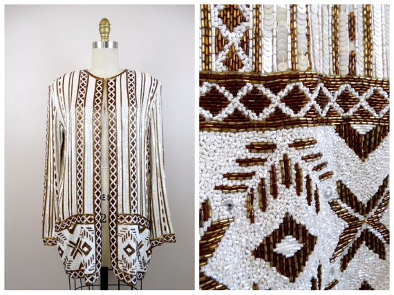 RIAZEE Heavily Beaded Jacket // Vintage Couture H… - image 8