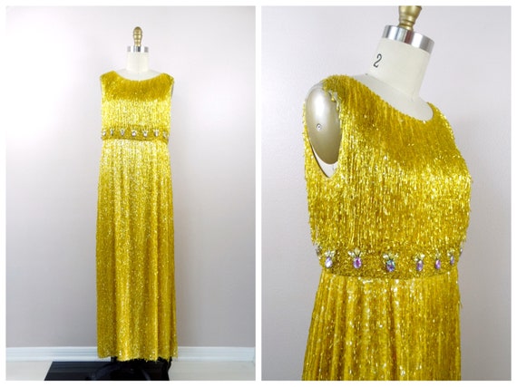 50s Heavily Beaded Fringe Dress / 1950s Couture V… - image 6