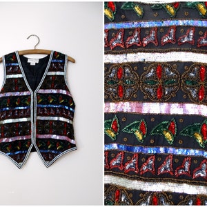 Vtg Beaded Vest // Retro Vintage Sequin Shrug Vest