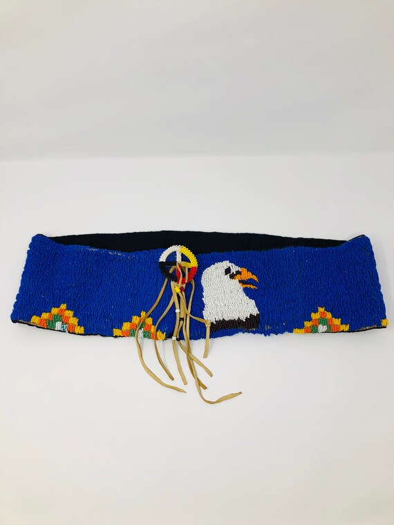 Native American Hand Beaded Belt // Antique All B… - image 3