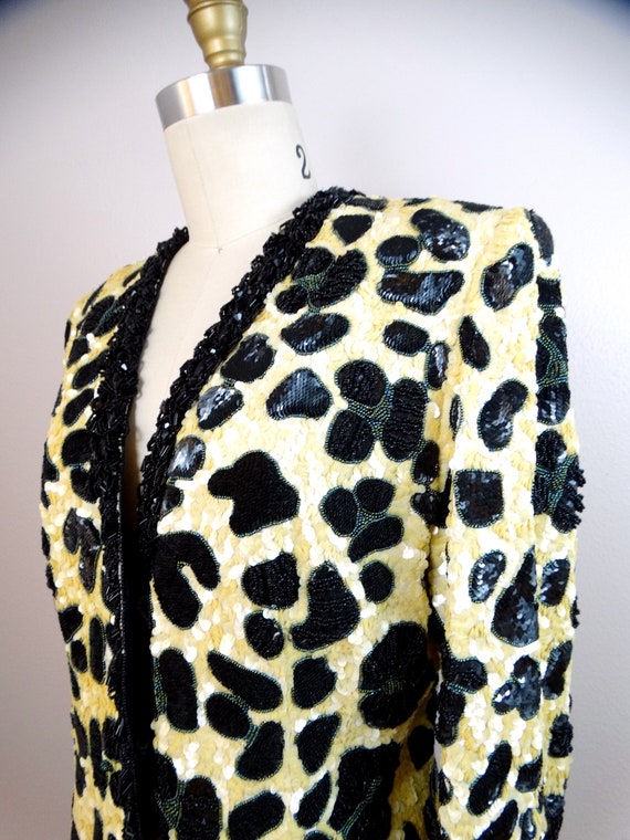 GALANOS Sequin Beaded Couture Blazer // Designer … - image 5