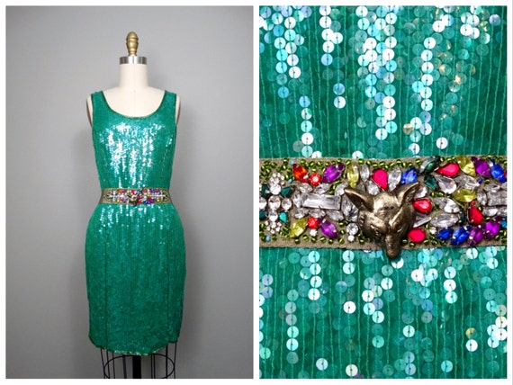 bright green sequin dress