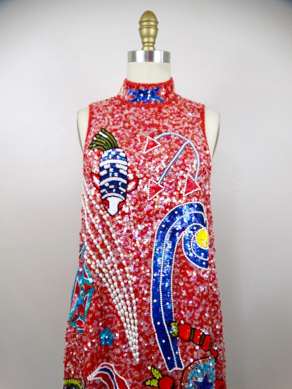 Astrology Beaded Sequin Dress // Zodiac Sequined … - image 3