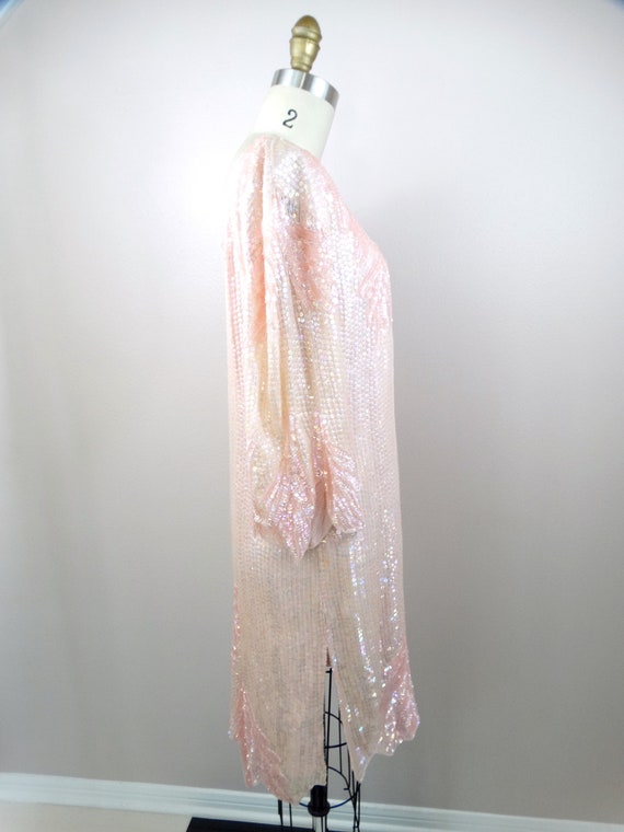 Iridescent Blush Pink Sequin Dress / Pastel Pink … - image 6