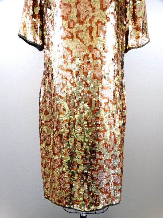 L/XL Wild Vintage Sequin Dress // Animal Print Se… - image 3