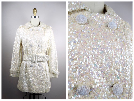 60s Gene Shelly Sequined Jacket w/ Belt // 1960's