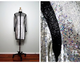 XS/S Naeem Khan Beaded Sequin Dress // Holographic Sequined Beaded Dress // NYE Sequin Party Dress by RIAZEE