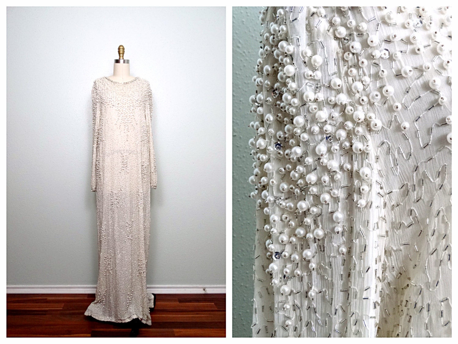 Vintage Pearl Beaded Wedding Dress ...