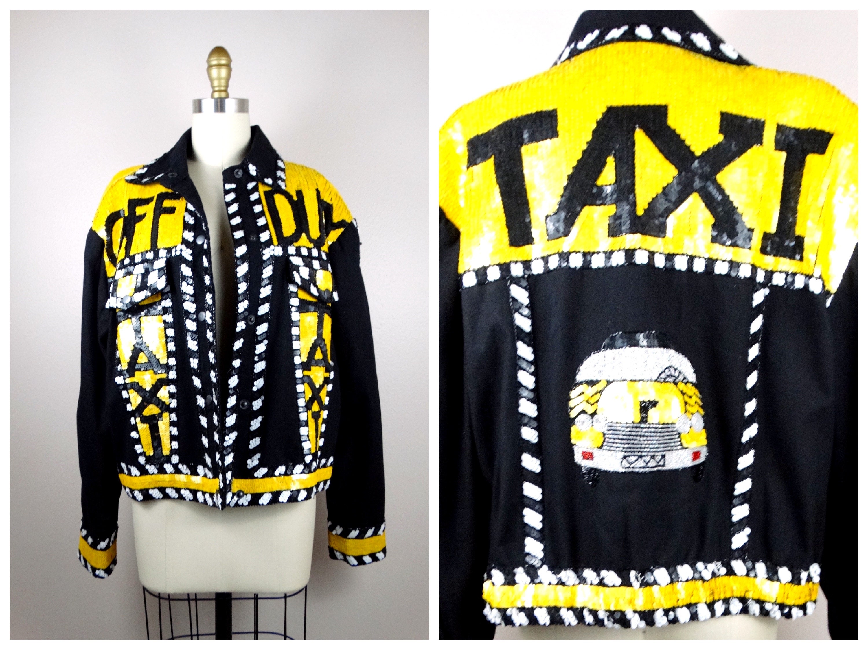 Novelty Sequin 80's Jacket / New York Taxi Sequined Coat Novelty Sequin 80's Jacket / New York Taxi Sequined Coat