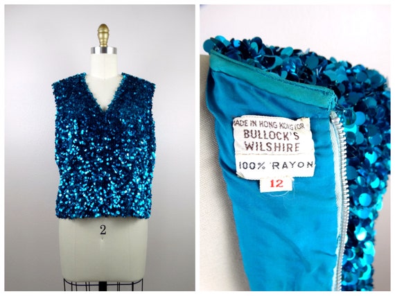 60s Paillette Sequined Top by Bullocks Wilshire /… - image 4