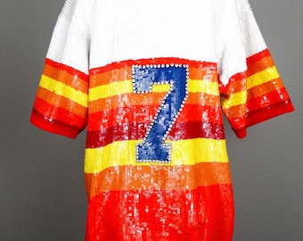 CRAIG BIGGIO Sequined Rainbow Jersey // Hall of Fame 7 