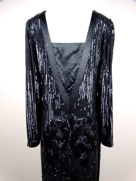 Heavy Beaded Art Deco Gown // Long Fully Beaded S… - image 6