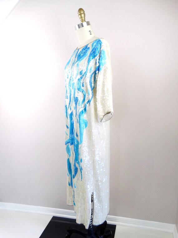 RARE Bright Beaded Iridescent Sequined Dress / Sk… - image 5