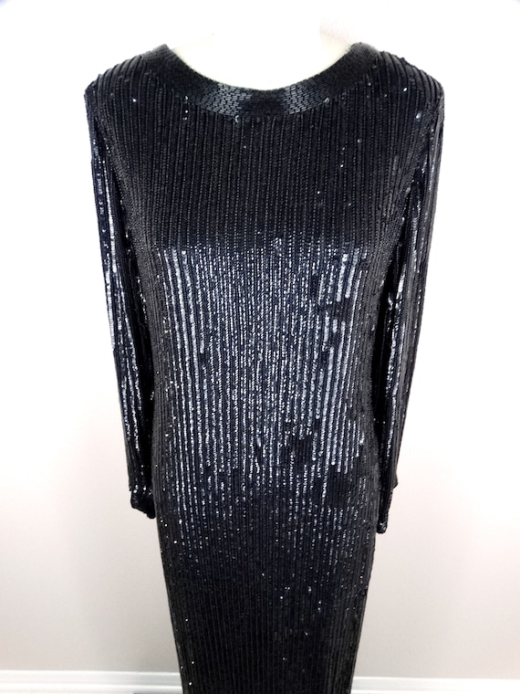 Heavy Beaded Art Deco Gown // Long Fully Beaded S… - image 4
