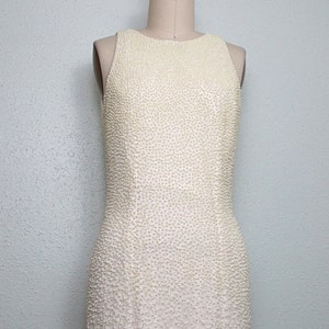 Vintage Pearl Beaded Wedding Dress / Ivory Glass Beaded Gown / - Etsy