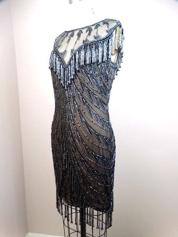 Bob Mackie Fringe Beaded Mini Dress // Designer C… - image 5