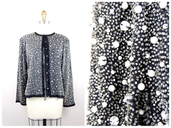 Heavy Pearl Beaded Jacket // Heavily Beaded Blazer