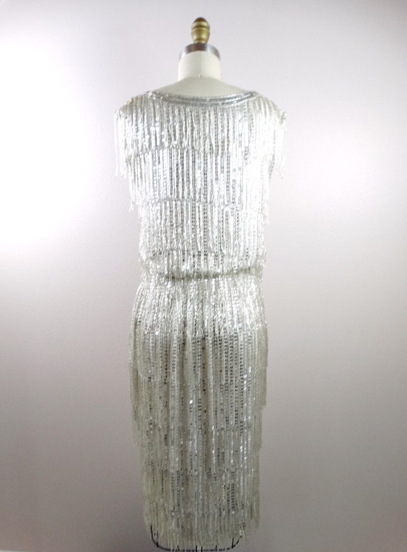 Glam All Fringe Beaded Dress // Vintage Mirror Si… - image 7