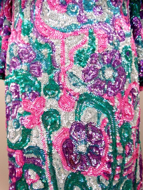 50s Psychedelic Sequin Embellished Gown // 1950's… - image 2