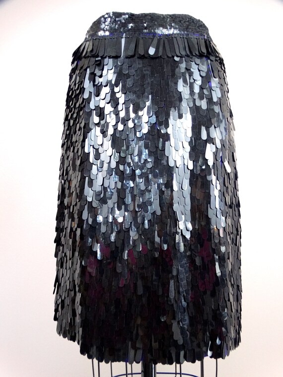 French Haute Couture Paillette Sequined Skirt // … - image 3