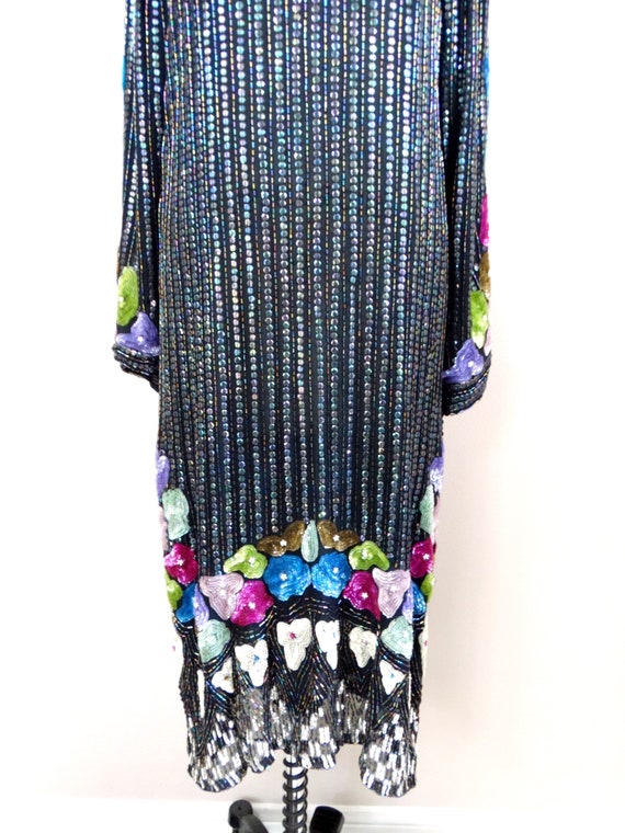 Art Deco Sequin Beaded Gatsby Dress // Colorful E… - image 3