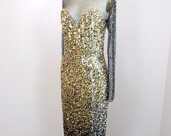 Vintage Gold Sequin Dress Vintage Joan Leslie Gold Sequin Dress