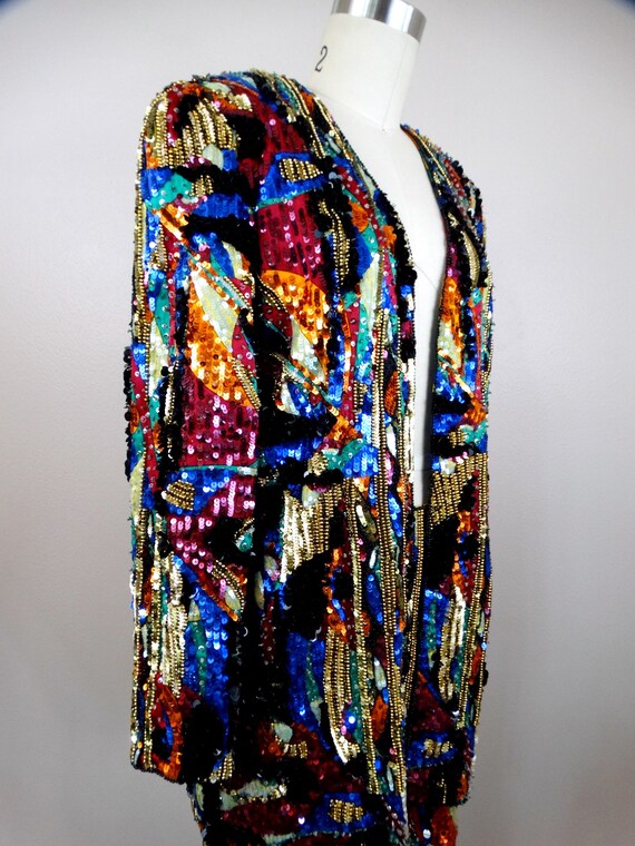 Heavily Beaded Sequined Skirt w/ Blazer Dress Sui… - image 5