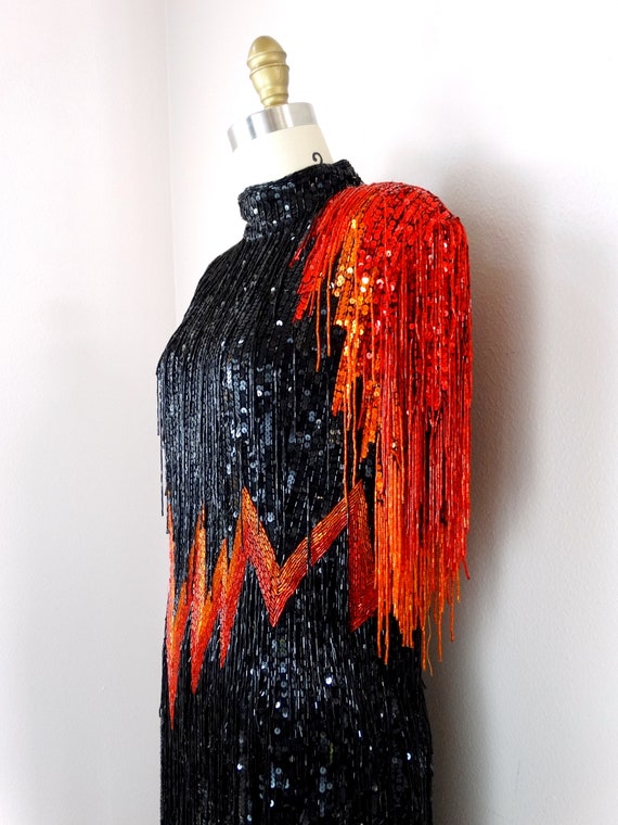 90s Couture All Fringe Beaded Sequined Dress // H… - image 2