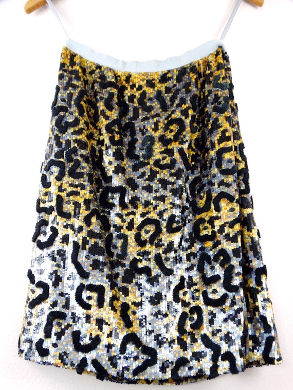 BILL BLASS Sequin Vintage Skirt // Wild Animal Pr… - image 3