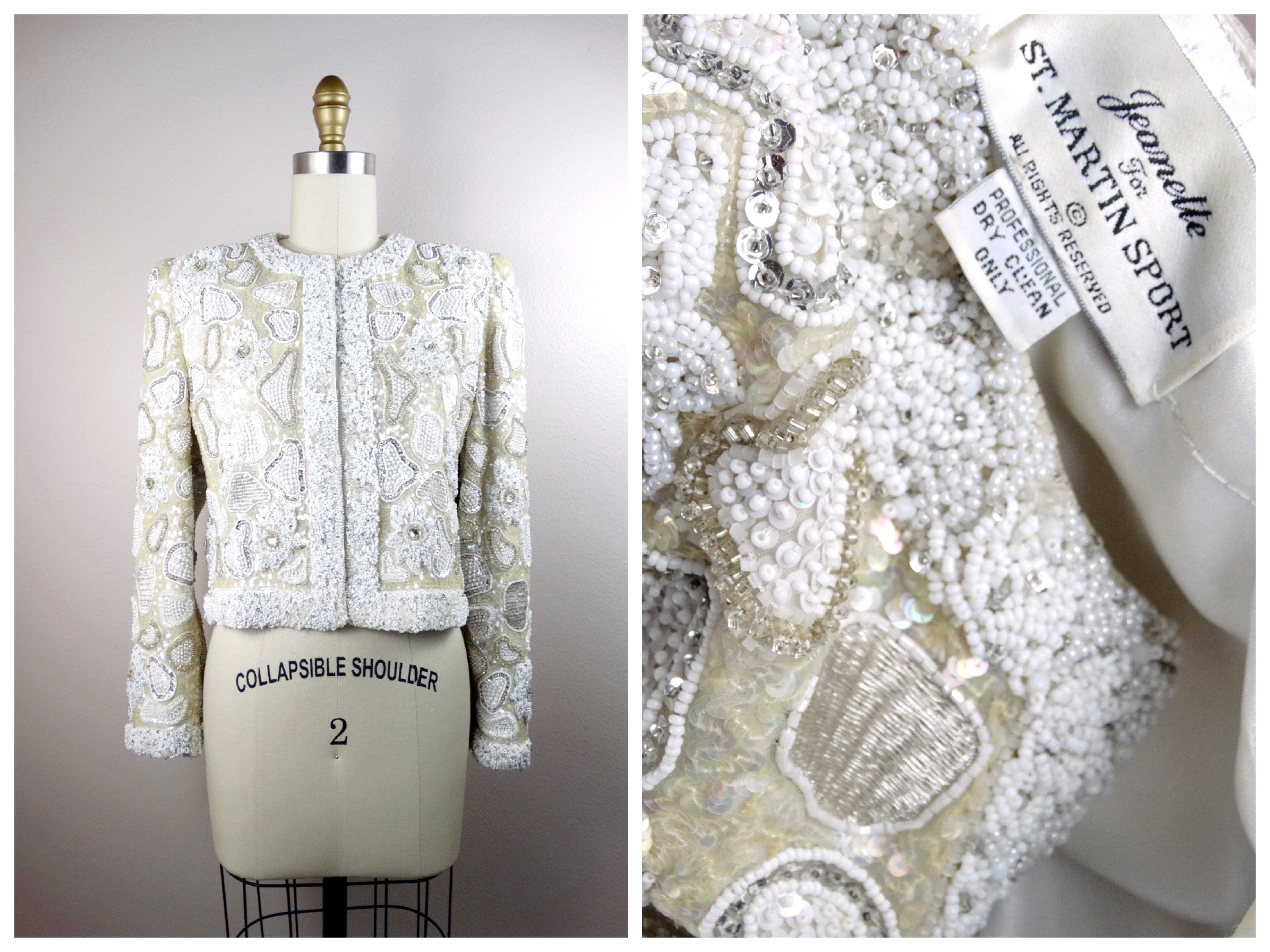 Haute Couture Crystal Beaded Rhinestone Bolero // 80s 90s Haute Couture Crystal Beaded Rhinestone Bolero // 80s 90s